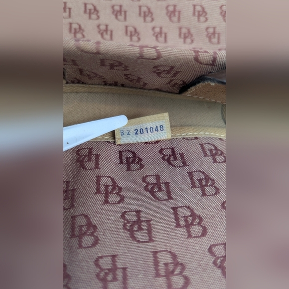 Dooney & Bourke Signature Monogrammed Tassel Tote Burgundy Canvas Brown Leather - Picture 10 of 12